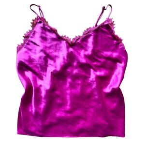 Victorias Secret x Womens Satin Blend Pink Slip Camisole Lace Size M Y2K